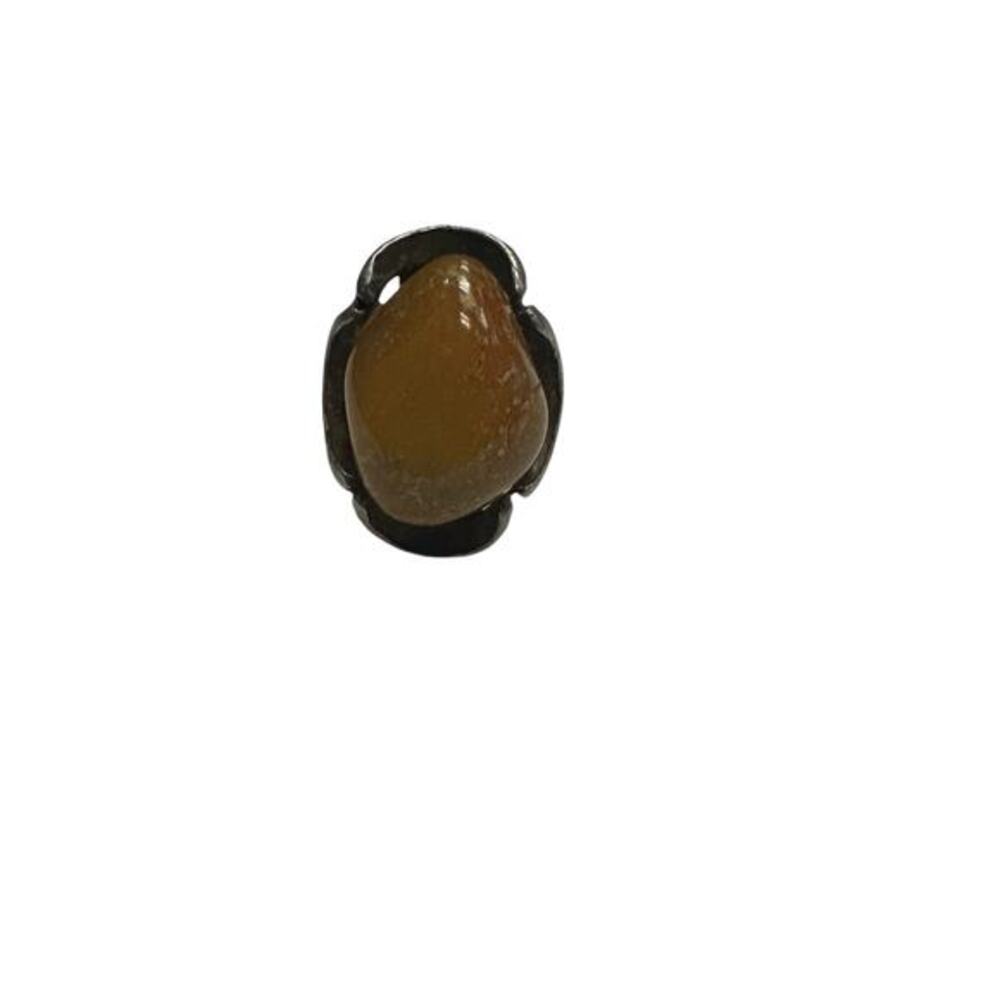 Vintage 1970SAmber Stone Adjustable Cocktail Statement Ring